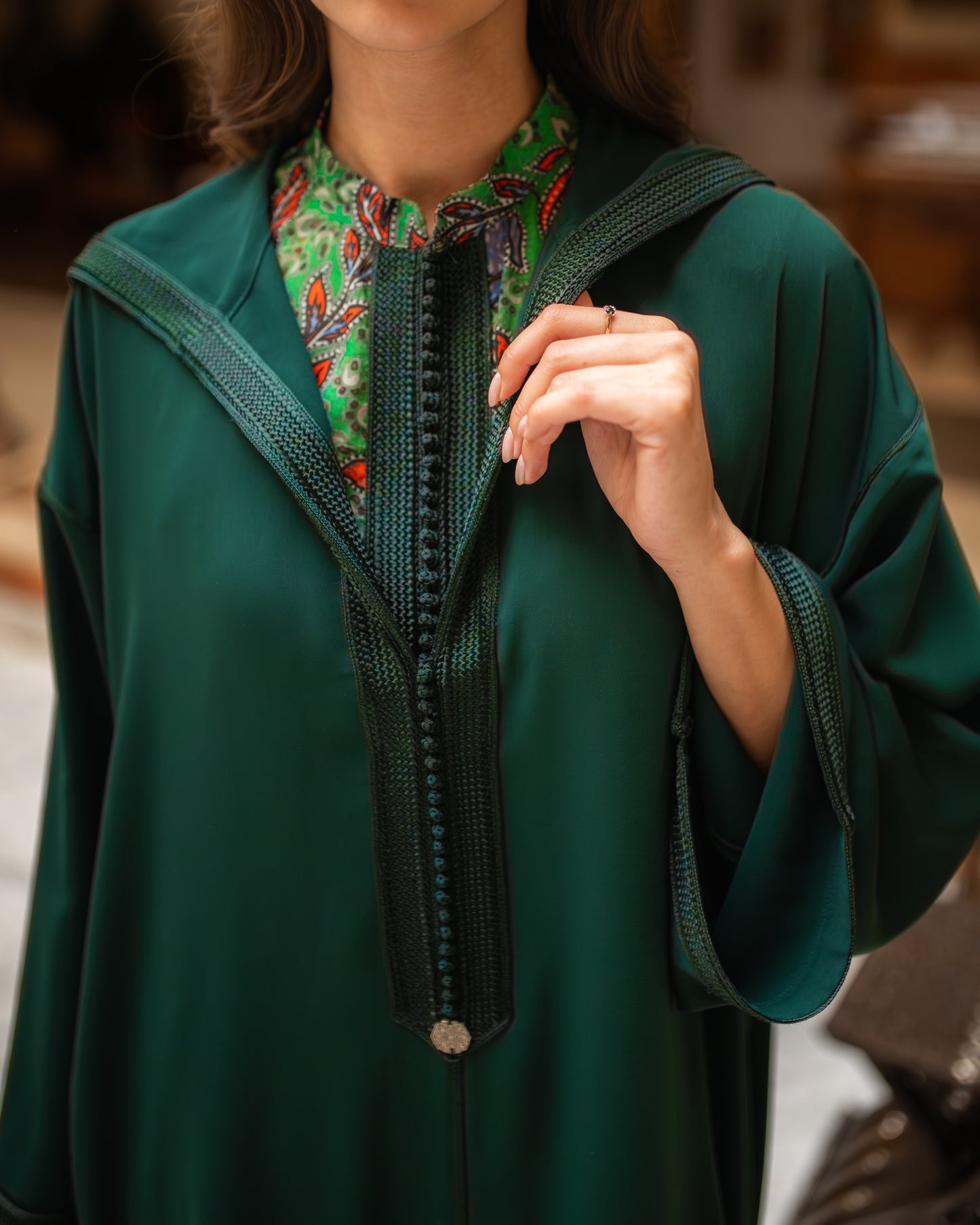 Ensemble Djellaba trois pièces en chiffon imprimé