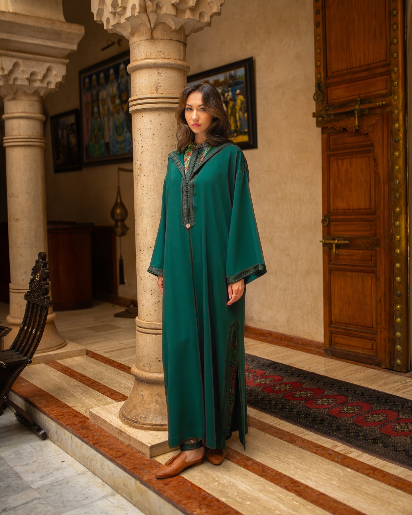 Ensemble Djellaba trois pièces en chiffon imprimé